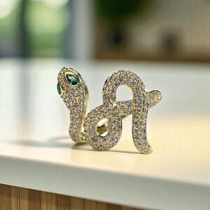 Gold Crystal Snake Ring Size 8